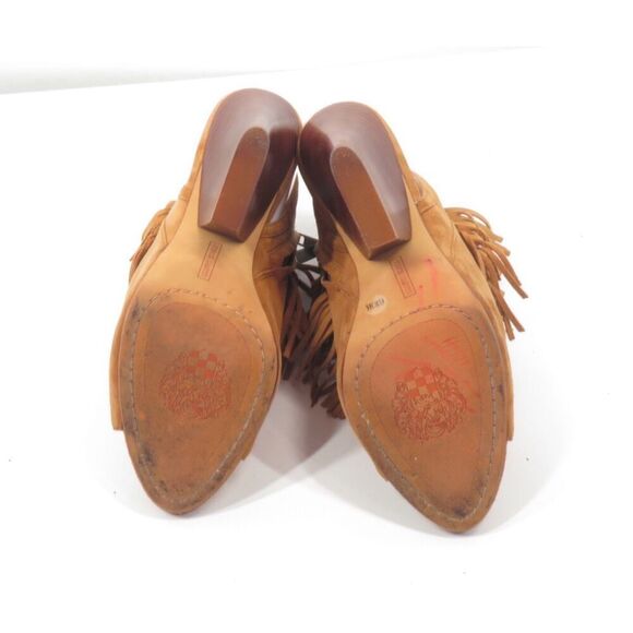 Vince Camuto Jadon Brown Leather Fringe Slingback Sandal Block Heel Women 6.5 - Picture 6 of 10